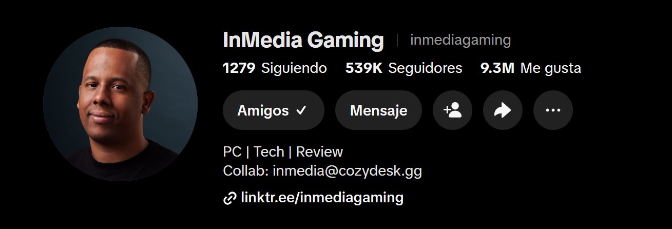 Perfil de TikTok de inmediagaming con 539 mil seguidores