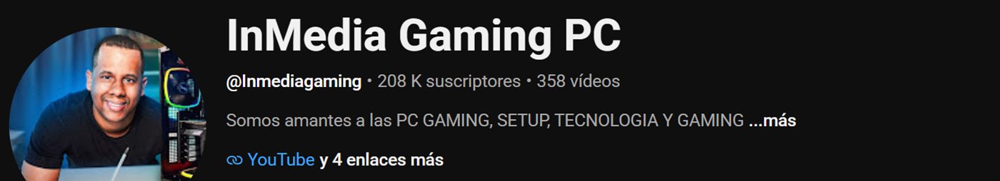 Canal de YouTube de InMedia Gaming con 208 mil suscriptores